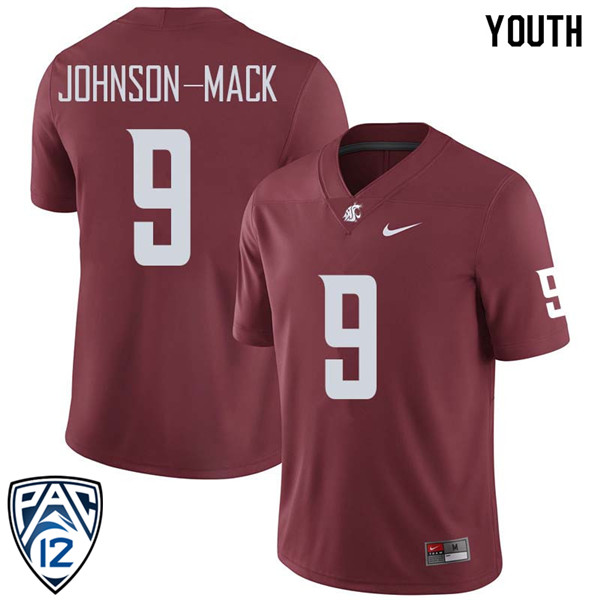 Youth #9 Isaiah Johnson-Mack Washington State Cougars College Football Jerseys Sale-Crimson